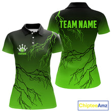 Load image into Gallery viewer, Black and Green gradient storm Lightning thunder Bowling shirts for Women Custom Bowling Team Jerseys NQS11171