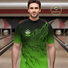 Load image into Gallery viewer, Black and Green gradient storm Lightning thunder Bowling shirts for Men Custom Bowling Team Jerseys NQS11171
