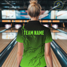 Load image into Gallery viewer, Black and Green gradient storm Lightning thunder Bowling shirts for Women Custom Bowling Team Jerseys NQS11171