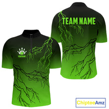 Load image into Gallery viewer, Black and Green gradient storm Lightning thunder Bowling shirts for Men Custom Bowling Team Jerseys NQS11171