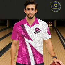 Load image into Gallery viewer, Custom Bowling Hawaiian Shirt Pink flame camo Bowling Button up shirts, Bowling Team jerseys NQS11585