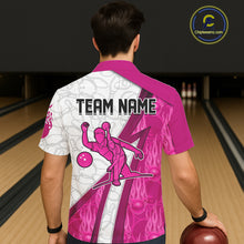 Load image into Gallery viewer, Custom Bowling Hawaiian Shirt Pink flame camo Bowling Button up shirts, Bowling Team jerseys NQS11585