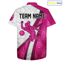 Load image into Gallery viewer, Custom Bowling Hawaiian Shirt Pink flame camo Bowling Button up shirts, Bowling Team jerseys NQS11585