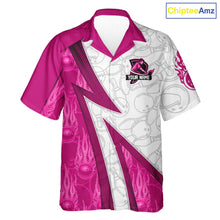 Load image into Gallery viewer, Custom Bowling Hawaiian Shirt Pink flame camo Bowling Button up shirts, Bowling Team jerseys NQS11585