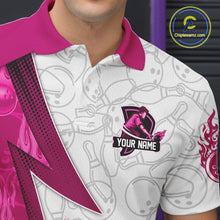 Load image into Gallery viewer, Custom Bowling Polo, Quarter Zip Shirt For Men Pink flame camo Bowling shirts, Bowling Team jerseys NQS11585