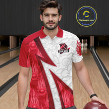 Load image into Gallery viewer, Custom Bowling Polo, Quarter Zip Shirt For Men Red flame camo Bowling shirts, Bowling Team jerseys NQS11586