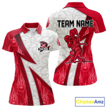Load image into Gallery viewer, Custom Bowling Polo, Quarter Zip Shirt For Women Red flame camo Bowling shirts, Bowling Team jerseys NQS11586