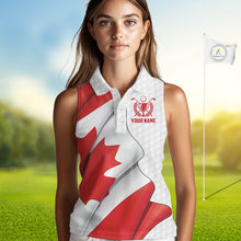 Load image into Gallery viewer, Canadian Flag Women Golf sleeveless Polo Shirt Custom team golf jerseys, patriotic golf shirts NQS9929