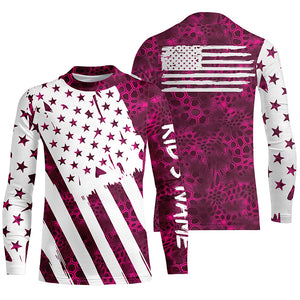 American flag pink camo fishing personalized patriotic UV Protection camouflage Women Fishing jerseys NQS5628