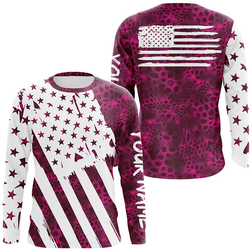 American flag pink camo fishing personalized patriotic UV Protection camouflage Women Fishing jerseys NQS5628