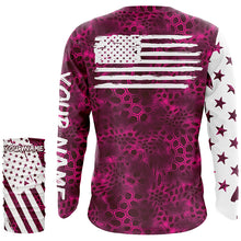 Load image into Gallery viewer, American flag pink camo fishing personalized patriotic UV Protection camouflage Women Fishing jerseys NQS5628