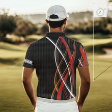 Load image into Gallery viewer, Mens Golf polo shirts flame golf ball sport Custom golf outfit for men, unique golf gifts | Black NQS10066