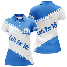 Load image into Gallery viewer, Blue and white Womens golf polo shirts custom name let's par tee golf tops for women NQS5863