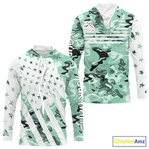 American flag Light green camo fishing personalized patriotic UV Protection camouflage Fishing jersey NQS10366