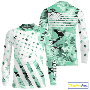 American flag Light green camo fishing personalized patriotic UV Protection camouflage Fishing jersey NQS10366