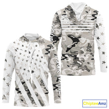 Load image into Gallery viewer, American flag Light gray camo fishing personalized patriotic UV Protection camouflage Fishing jersey NQS10367