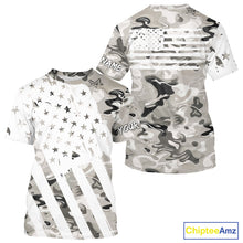 Load image into Gallery viewer, American flag Light gray camo fishing personalized patriotic UV Protection camouflage Fishing jersey NQS10367