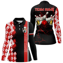 Load image into Gallery viewer, Black and Red Argyle Pattern Bowling Beer Custom Bowling Shirts For Women Bowling Team League Jerseys NQS8418