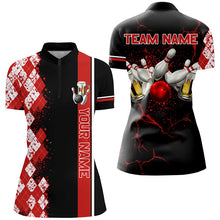 Load image into Gallery viewer, Black and Red Argyle Pattern Bowling Beer Custom Bowling Shirts For Women Bowling Team League Jerseys NQS8418