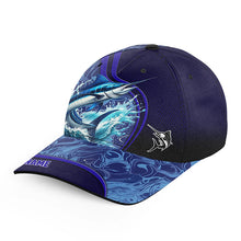 Load image into Gallery viewer, Marlin fishing blue camo Custom fishing hat Unisex Fishing Baseball saltwater Angler fishing hat cap NQS6980