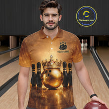 Load image into Gallery viewer, Black and Gold crown Bowling ball pins Bowling Shirts for Men Custom Bowling Team league jerseys NQS11593