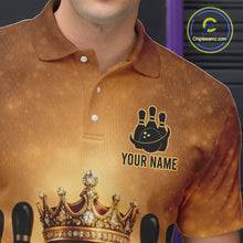 Load image into Gallery viewer, Black and Gold crown Bowling ball pins Bowling Shirts for Men Custom Bowling Team league jerseys NQS11593