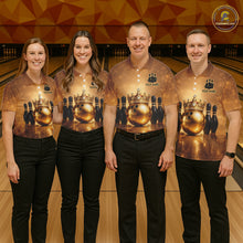 Load image into Gallery viewer, Black and Gold crown Bowling ball pins Bowling Shirts for Men Custom Bowling Team league jerseys NQS11593