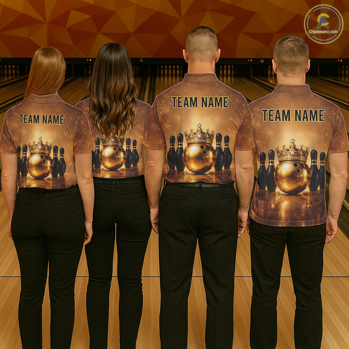 Black and Gold crown Bowling ball pins Bowling Shirts for Women Custom Bowling Team league jerseys NQS11593
