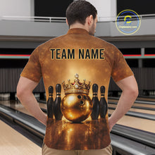 Load image into Gallery viewer, Black and Gold crown Bowling ball pins Bowling Shirts for Men Custom Bowling Team league jerseys NQS11593