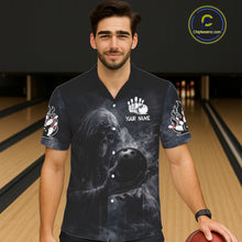 Load image into Gallery viewer, Custom Smoke Skull reaper Bowling Hawaiian Shirts, Team bowling outfit Jerseys NQS11596