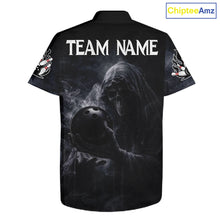 Load image into Gallery viewer, Custom Smoke Skull reaper Bowling Hawaiian Shirts, Team bowling outfit Jerseys NQS11596