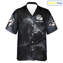 Load image into Gallery viewer, Custom Smoke Skull reaper Bowling Hawaiian Shirts, Team bowling outfit Jerseys NQS11596