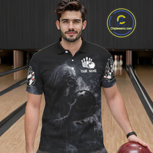 Load image into Gallery viewer, Custom Smoke Skull reaper Bowling Polo, 1/4 Zip Shirts for Men, Team bowling outfit Jerseys NQS11596