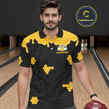 Load image into Gallery viewer, Custom Black and Yellow Honey Bee Bowling Shirts For Men, Bee Bowling Team Bowlers Outfit NQS10376