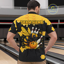 Load image into Gallery viewer, Custom Black and Yellow Honey Bee Bowling Shirts For Men, Bee Bowling Team Bowlers Outfit NQS10376