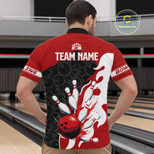 Load image into Gallery viewer, Black and Red Camo Bowling Polo, Quarter Zip Shirt For Men custom Bowling Team Jerseys Uniform NQS10380