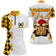 Load image into Gallery viewer, Bowling Beer argyle pattern Custom Bowling Polo, 1/4 zip Shirts For Women Bowling Team League Jersey NQS8423