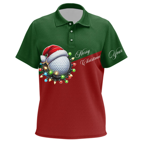 Red and Green Christmas Golf ball Kid golf polo shirts custom Kid golf tops Xmas golf gifts NQS8869