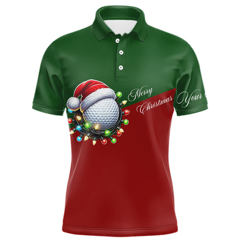 Red and Green Christmas Golf ball Men golf polo shirt custom mens golf tops Christmas golf gifts NQS8869