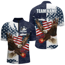 Load image into Gallery viewer, Red, White and Blue American Flag Eagle Bowling Shirts For Men Custom Patriotic Bowling Team Jersey NQS9120