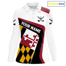 Load image into Gallery viewer, Personalized Maryland flag Women golf polo shirts custom patriotic ladies golf outfit NQS11386