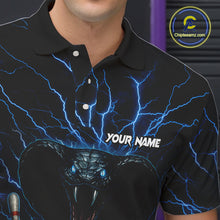 Load image into Gallery viewer, Personalized Blue Thunder Lightning Cobra Snake Bowling Shirt For Men, Custom Name Bowling Team Jersey NQS9834