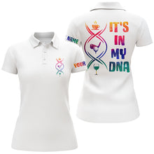 Load image into Gallery viewer, Watercolor white Womens golf polo shirts custom coffee golf wine it's in my DNA ladies golf tops NQS6081