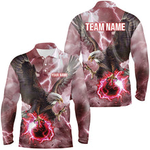 Load image into Gallery viewer, Red lightning thunder bowling Eagle custom Mens Bowling Polo, Quarter Zip Shirts, team bowler jerseys NQS8180