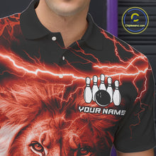 Load image into Gallery viewer, Personalized Red Lightning Thunder Storm Lion Bowling Shirts For Men Custom Bowling Team Jerseys NQS9840