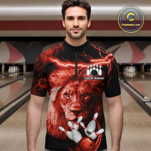 Load image into Gallery viewer, Personalized Red Lightning Thunder Storm Lion Bowling Shirts For Men Custom Bowling Team Jerseys NQS9840