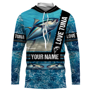 Tuna Fishing blue ocean camo customize name Tuna long sleeves shirt fishing shirts NQS688