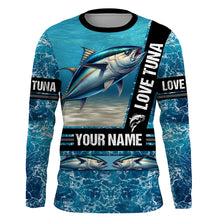 Load image into Gallery viewer, Tuna Fishing blue ocean camo customize name Tuna long sleeves shirt fishing shirts NQS688