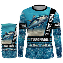 Load image into Gallery viewer, Tuna Fishing blue ocean camo customize name Tuna long sleeves shirt fishing shirts NQS688