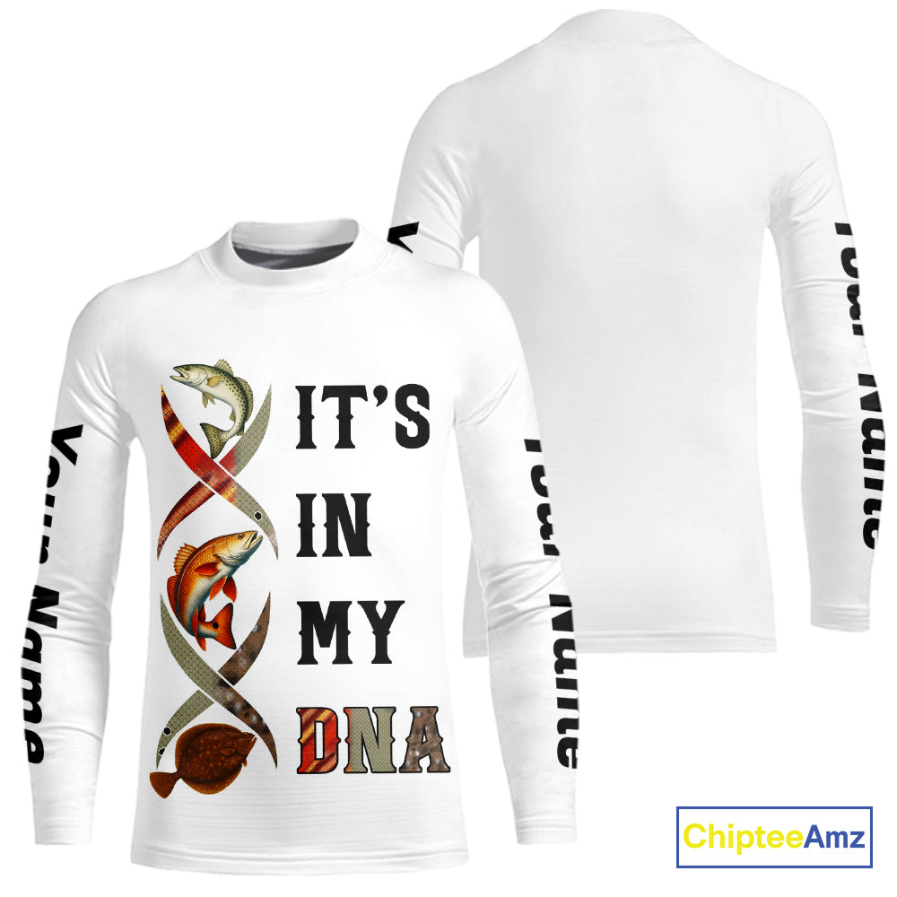 Redfish, Trout, Flounder fishing scales It's in my DNA Custom TX Slam UV Protection fishing shirts NQS10392